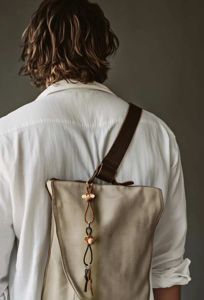 Kaj Bojesen monkey keyring, Teak, limba wood, natural leather Kay Bojesen Denmark