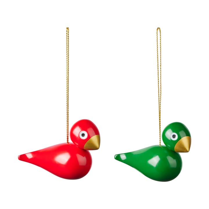Kay Bojesen Christmas birds ornament 2 pieces - Red-green - Kay Bojesen Denmark