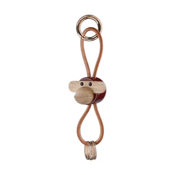 Kay Bojesen monkey keyring - Bordeaux, natural leather - Kay Bojesen Denmark