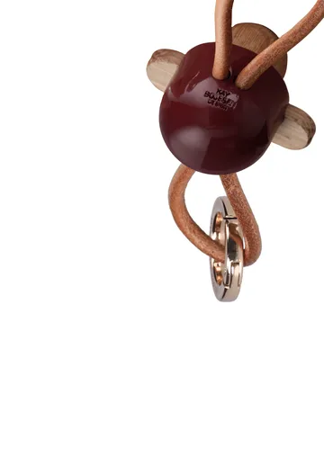 Kay Bojesen monkey keyring - Bordeaux, natural leather - Kay Bojesen Denmark
