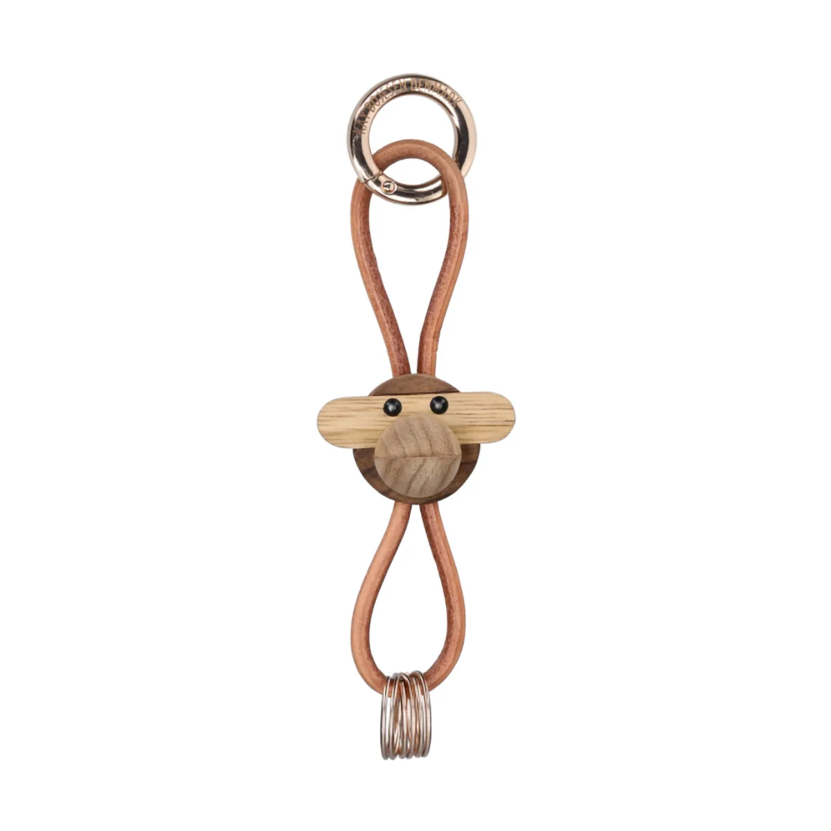 Kay Bojesen monkey keyring, Teak, limba wood, natural leather Kay Bojesen Denmark