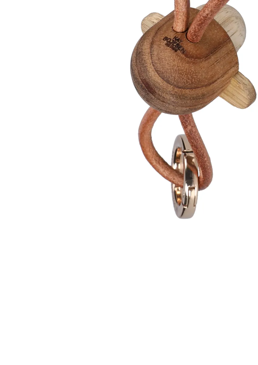 Kay Bojesen monkey keyring, Teak, limba wood, natural leather Kay Bojesen Denmark