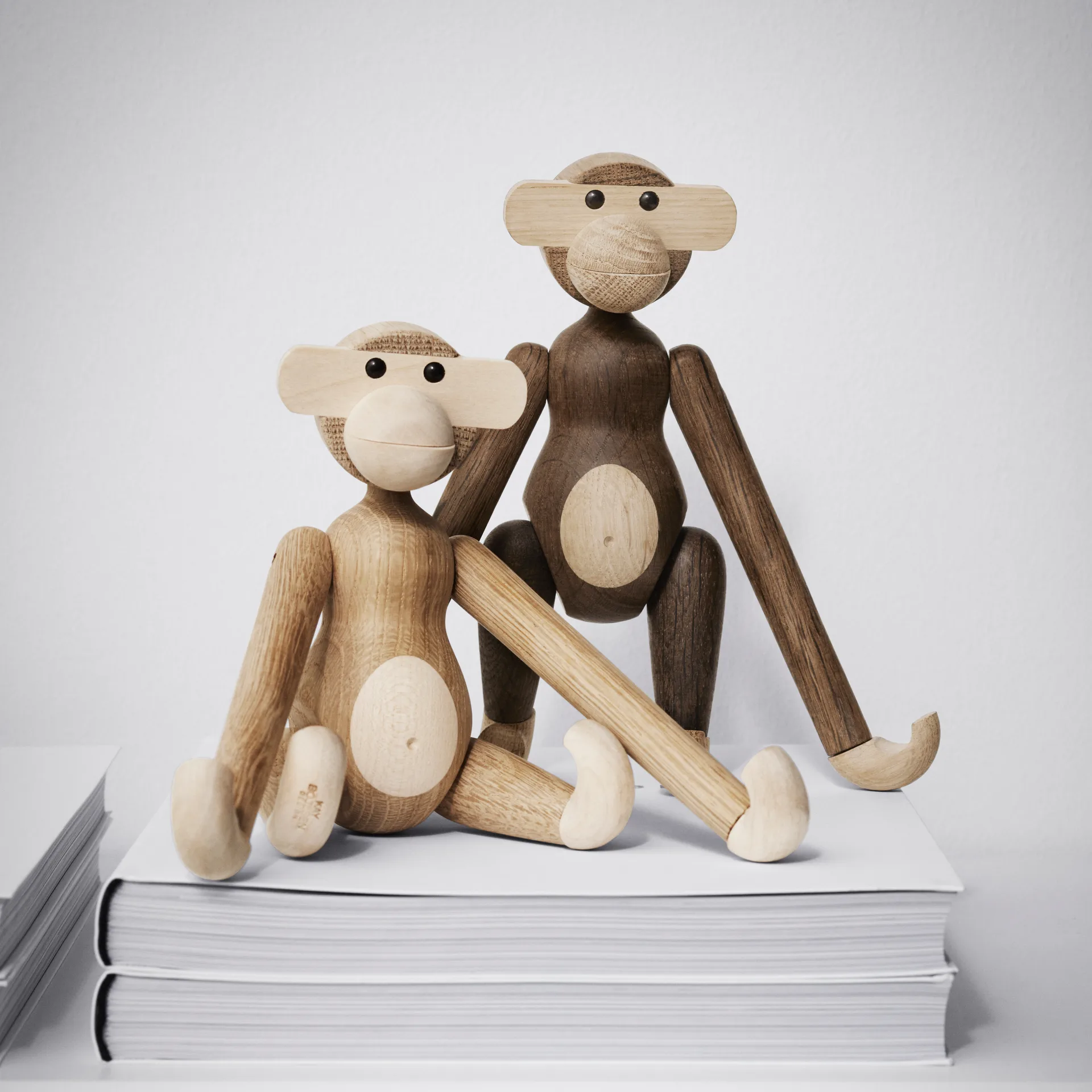 Kay Bojesen wooden monkey small, Untreated oak and maple Kay Bojesen Denmark