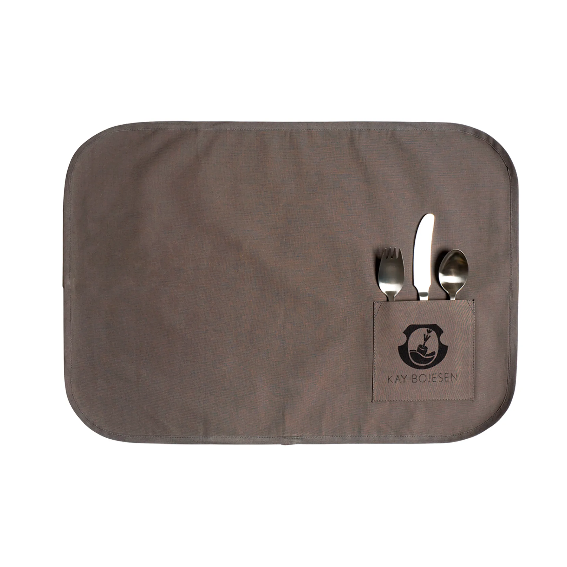 Grand Prix children's cutlery and placemat 4 pieces, Matte steel Kay Bojesen