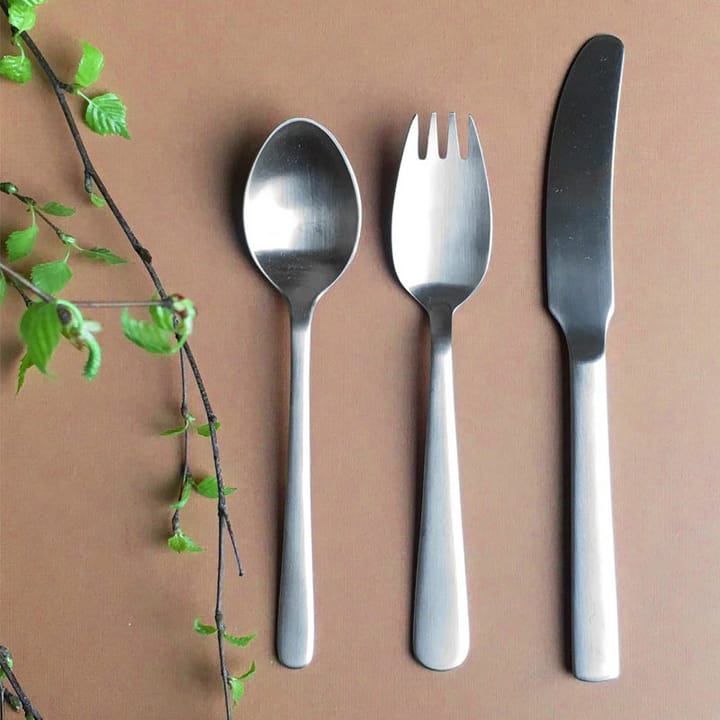 Grand Prix children's cutlery and placemat 4 pieces - Matte steel - Kay Bojesen