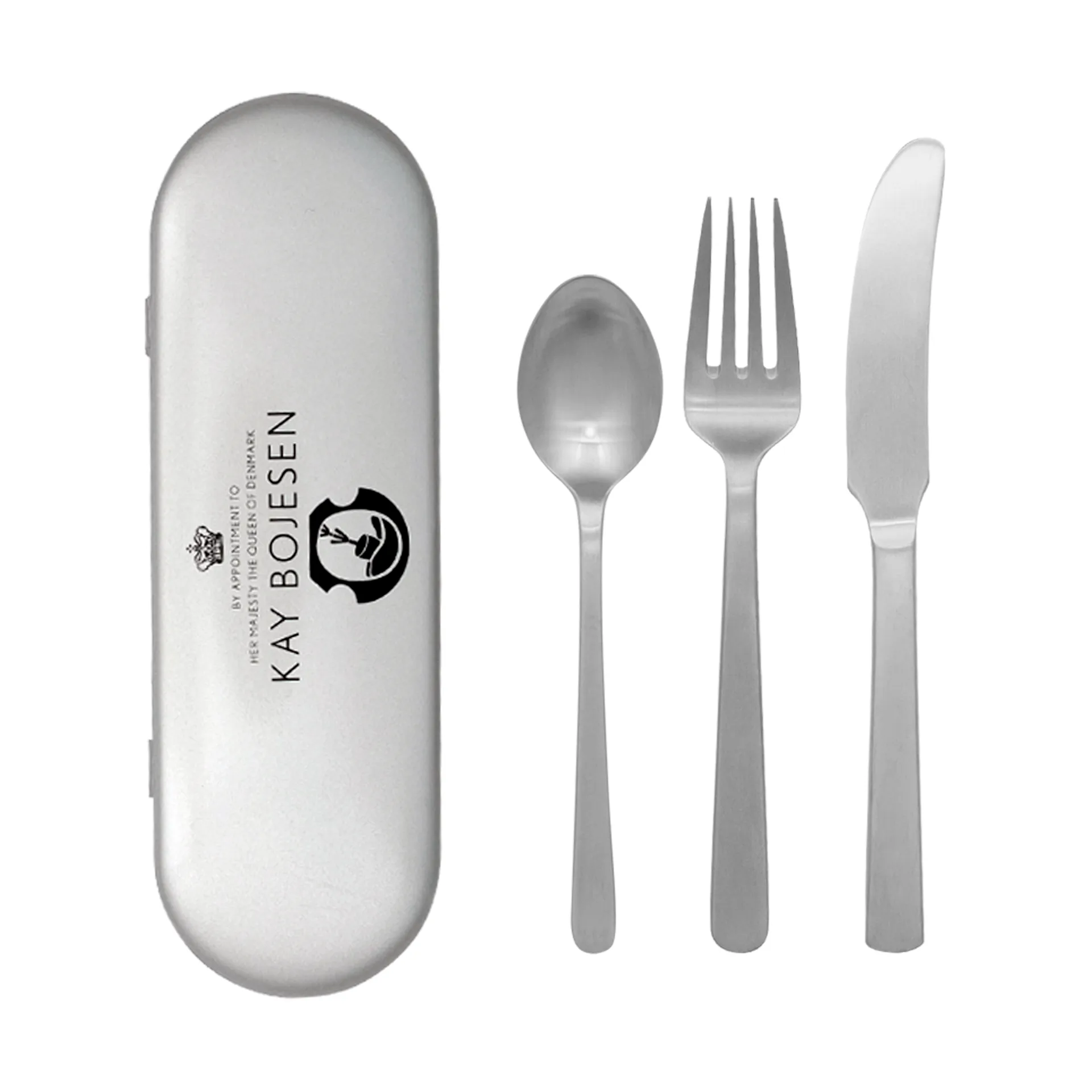 Grand Prix cutlery travel kit 3 pieces, Matte steel Kay Bojesen