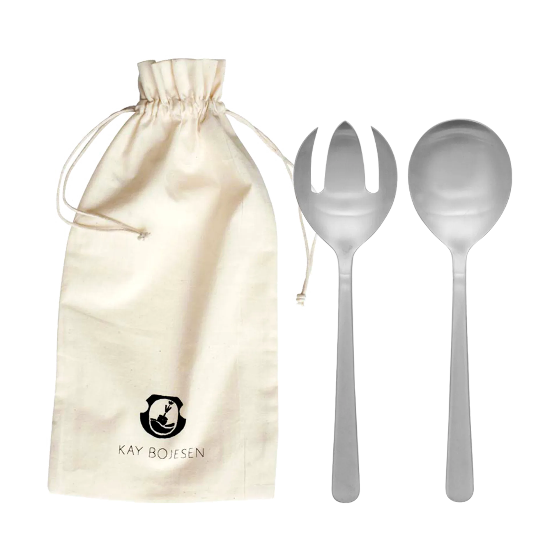 Grand Prix salad cutlery 18.5 cm 2 pieces, Matte steel Kay Bojesen