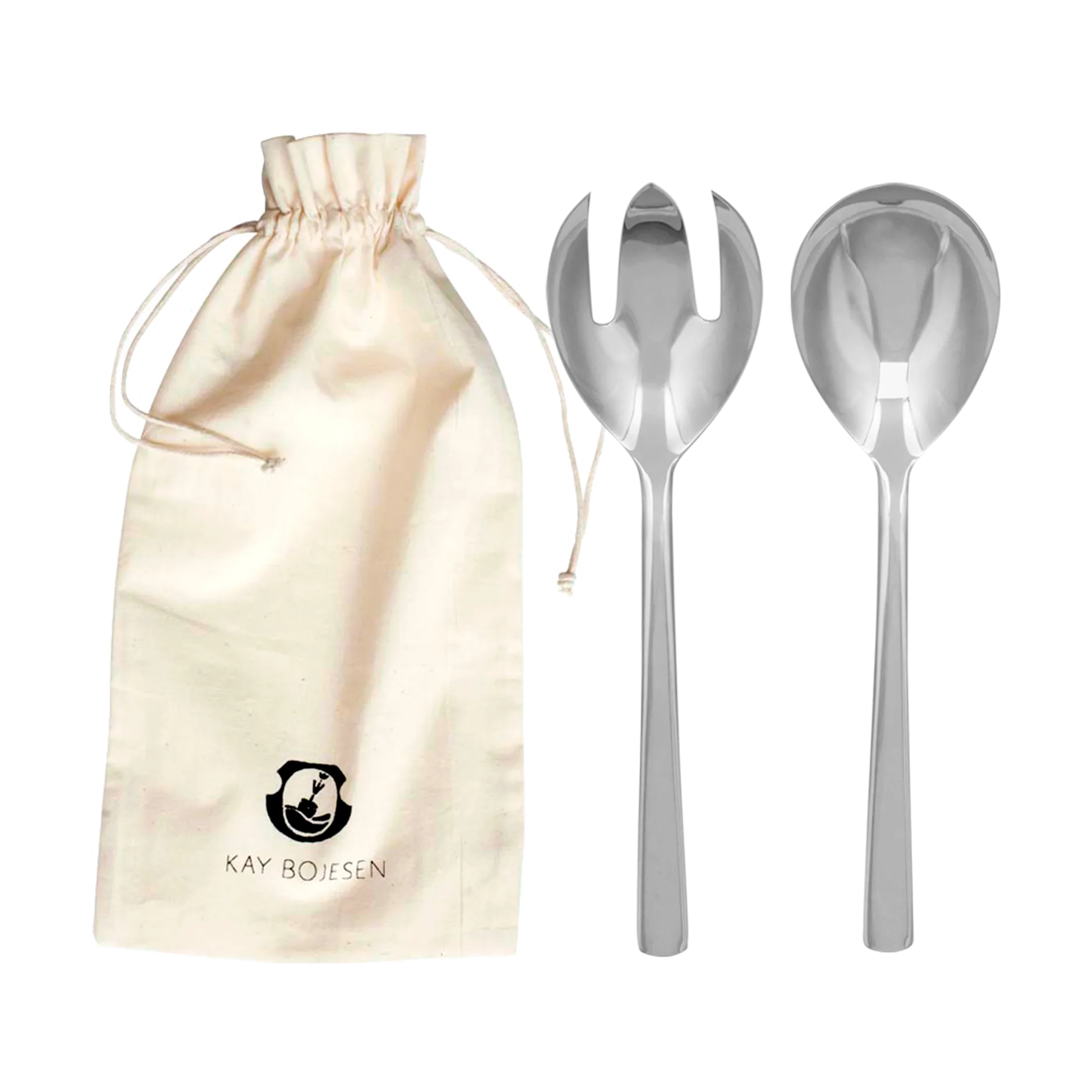 Grand Prix salad cutlery 18.5 cm 2 pieces, Polished steel Kay Bojesen