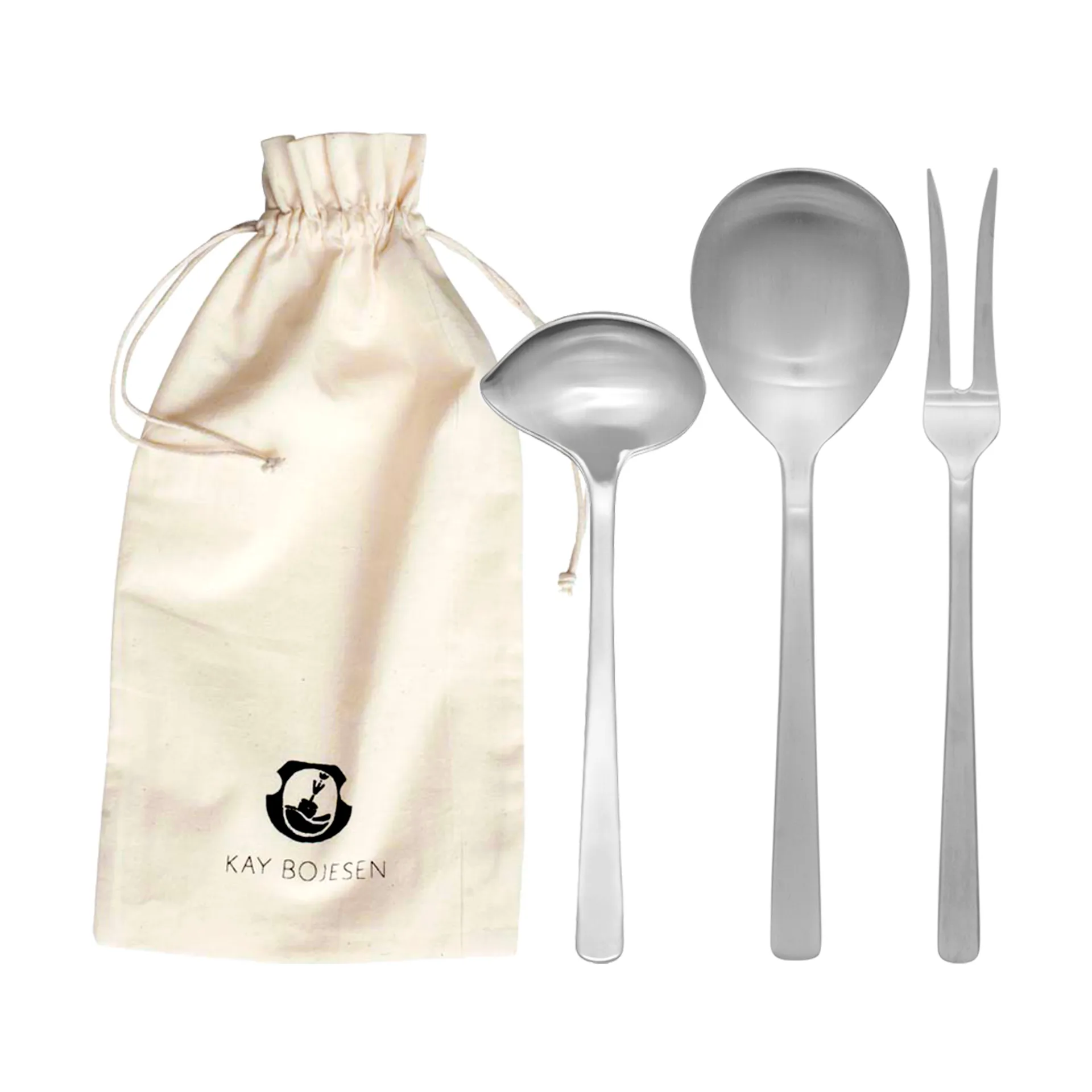 Grand Prix servering set 3 pieces, Matte steel Kay Bojesen