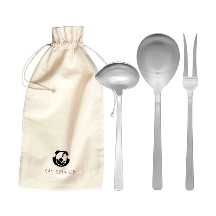 Grand Prix servering set 3 pieces - Matte steel - Kay Bojesen