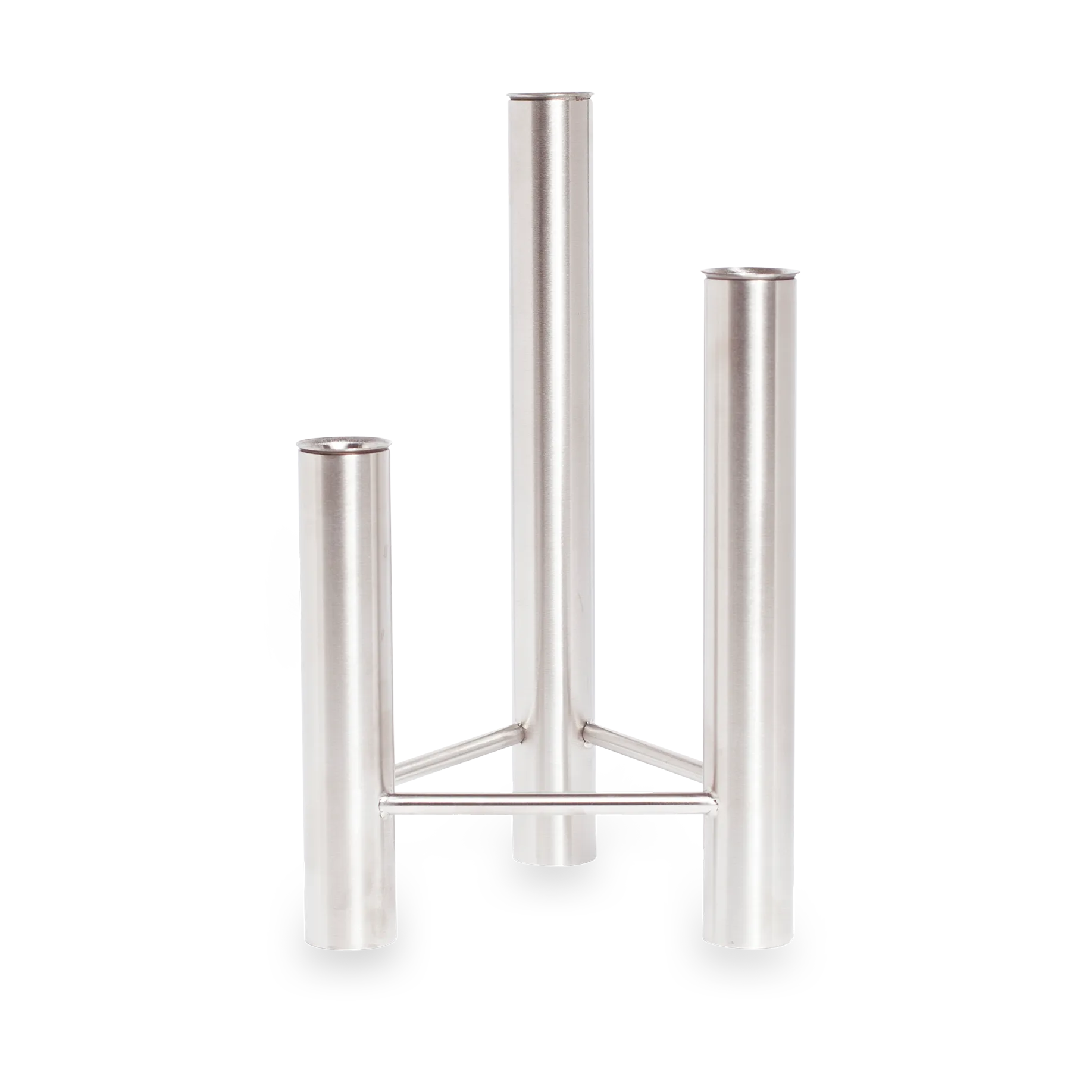 VISTA vase and candle sticks, Matte steel Kay Bojesen
