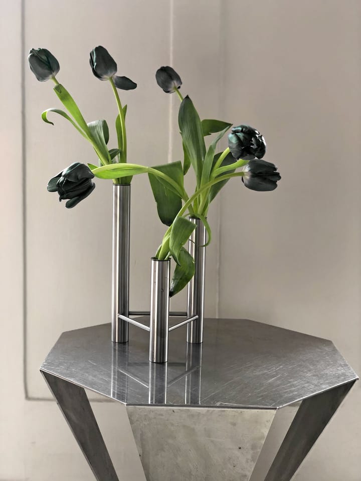 VISTA vase and candle sticks - Matte steel - Kay Bojesen