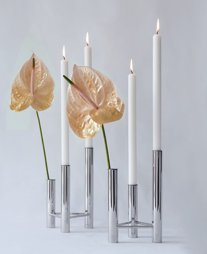 VISTA vase and candle sticks - Polished steel - Kay Bojesen
