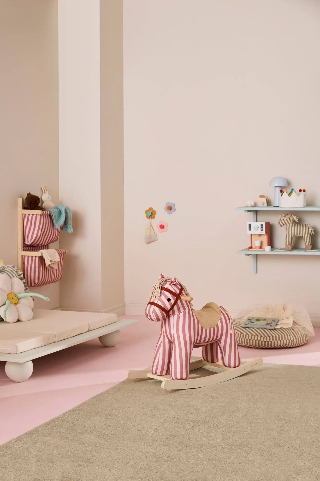Bag shelf, striped, Brown pink, 40x19x60 cm Kid's Concept