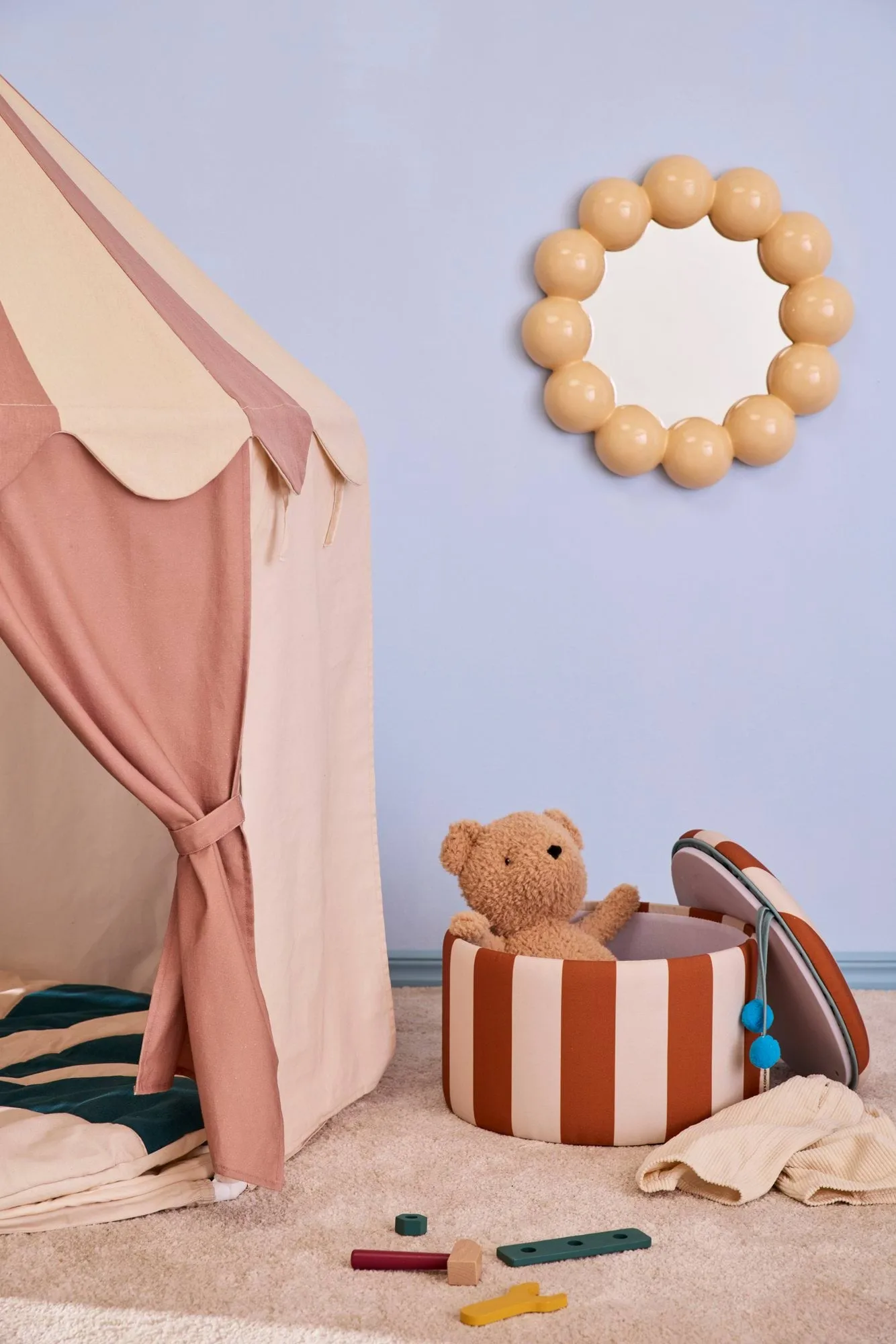 Kid's Base circus tent, Stripe brown Kid's Concept