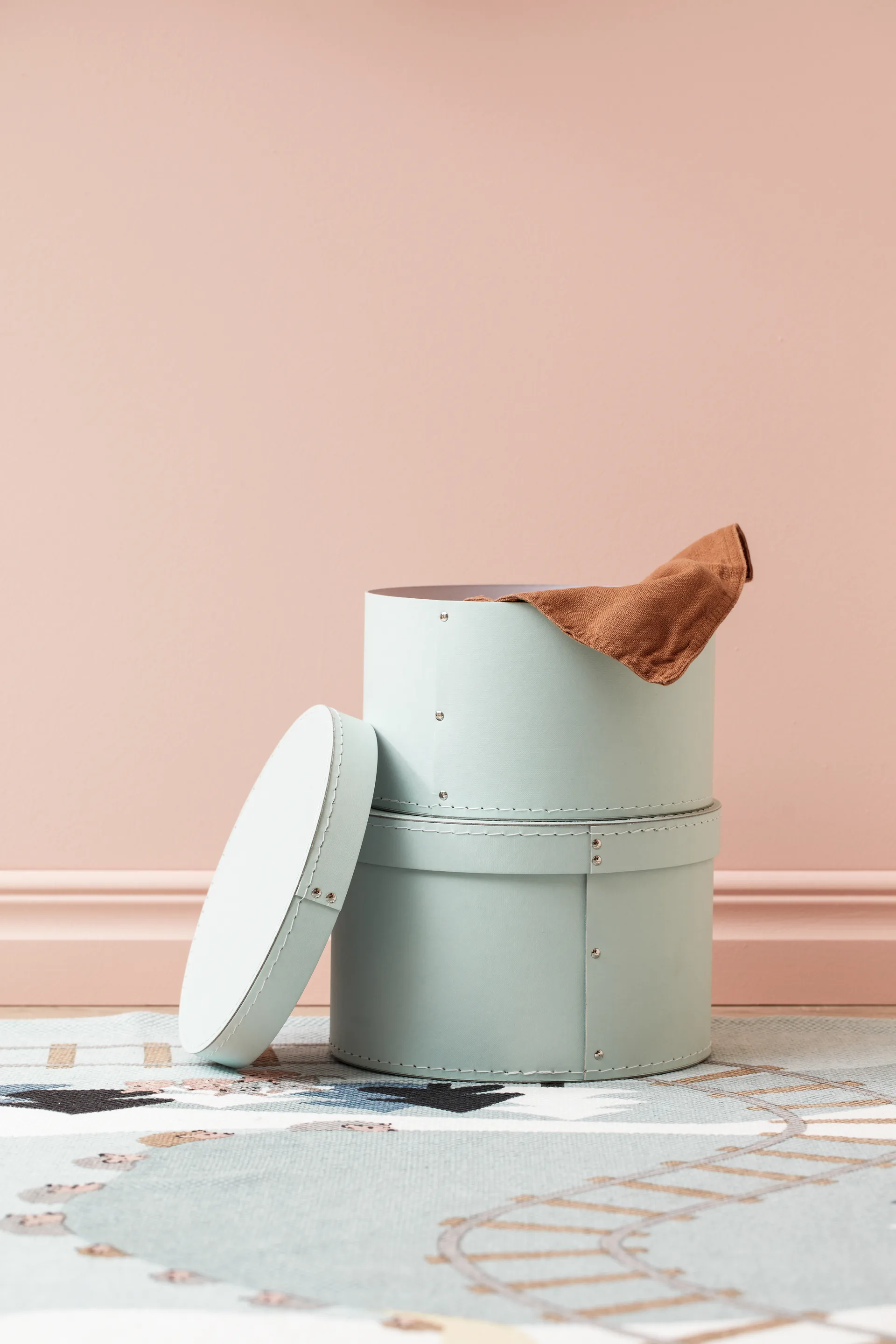 Kid's Base storage box round 2 pieces, Light-green Kid's Concept