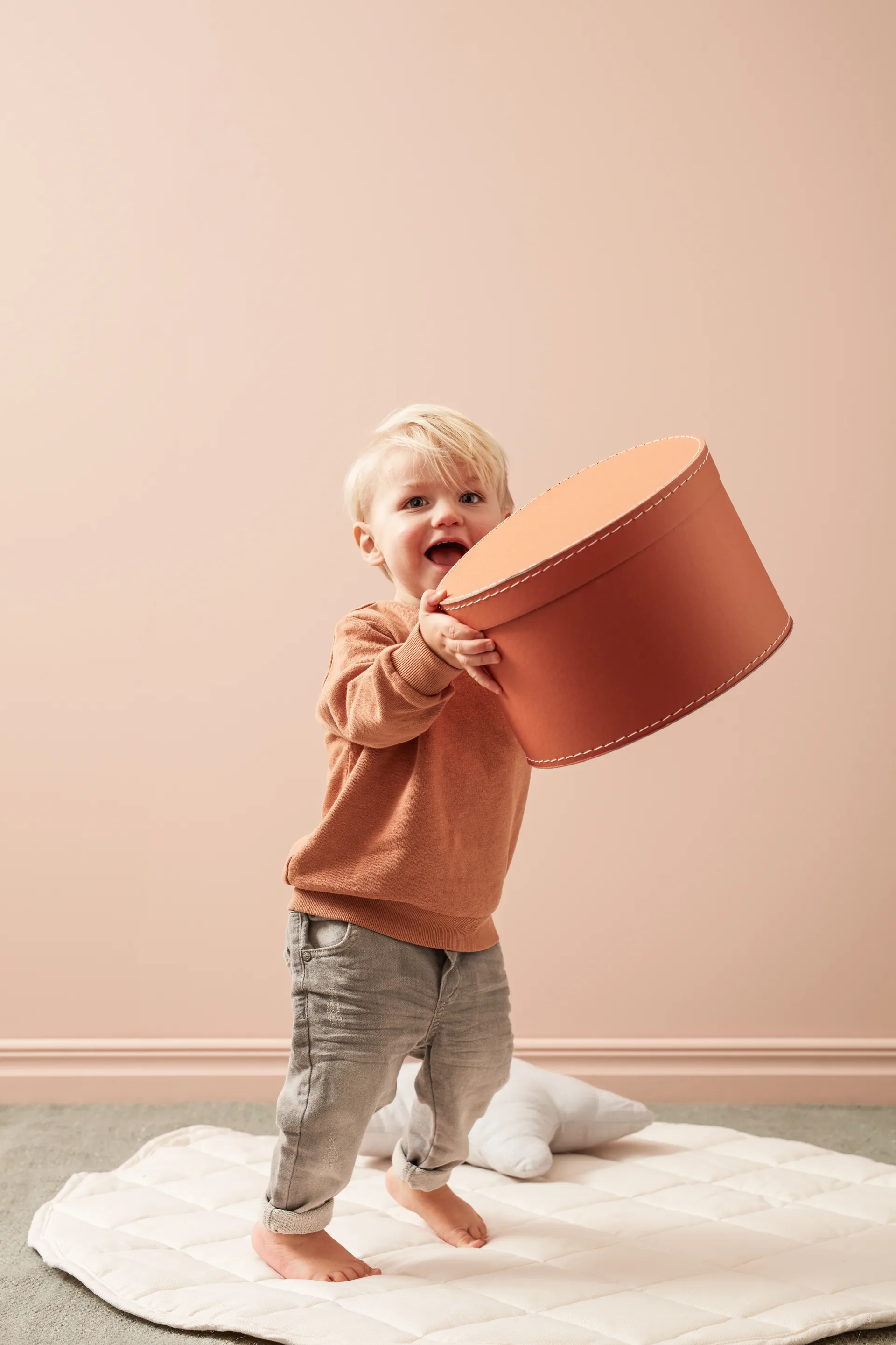 Kid's Base storage box round 2 pieces, Rust Kid's Concept