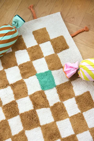 Pippi check rug - Khaki, 120x160 cm - Kid's Concept