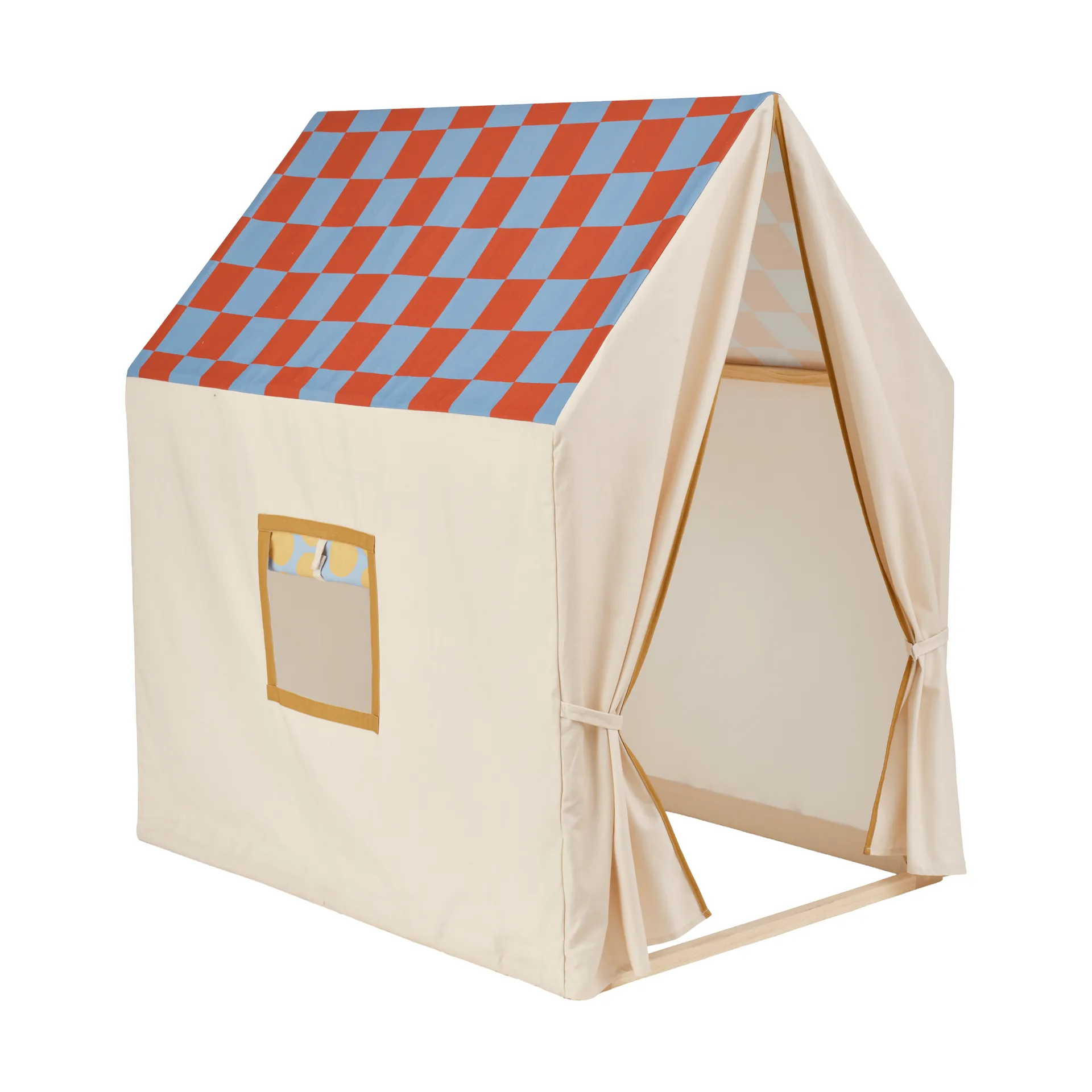 Playhouse tent, 110x80x124 cm, Dove blue check Kid's Concept