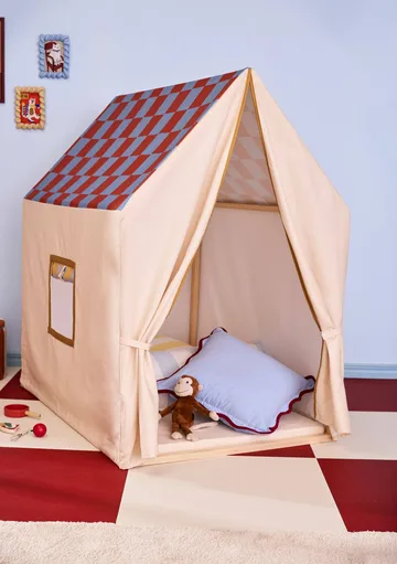 Playhouse tent, 110x80x124 cm - Dove blue check - Kid's Concept