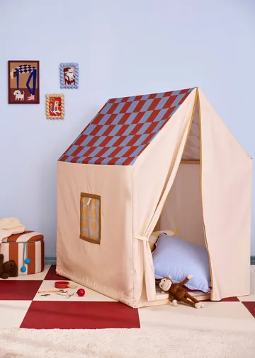 Playhouse tent, 110x80x124 cm - Dove blue check - Kid's Concept