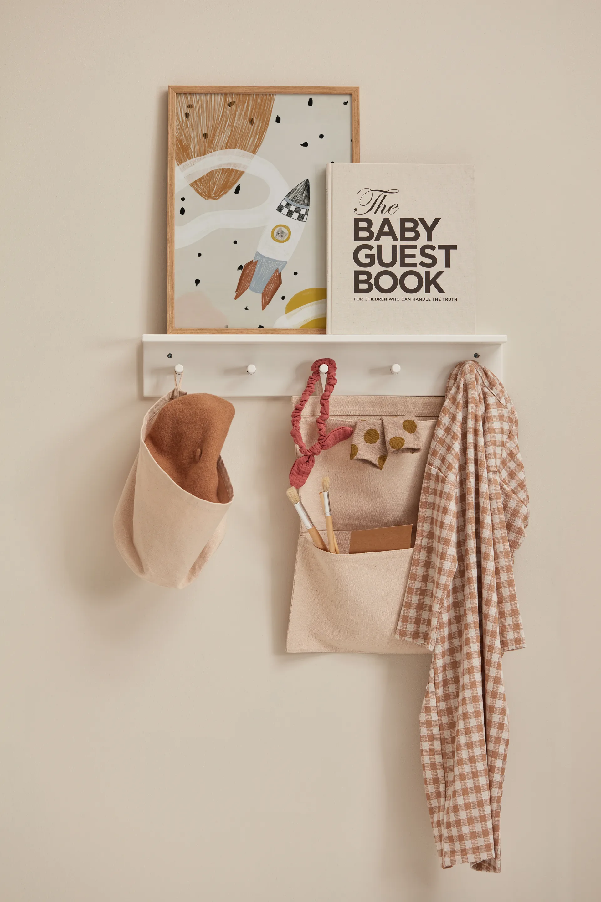 Star shelf with hooks, White Kid's Concept