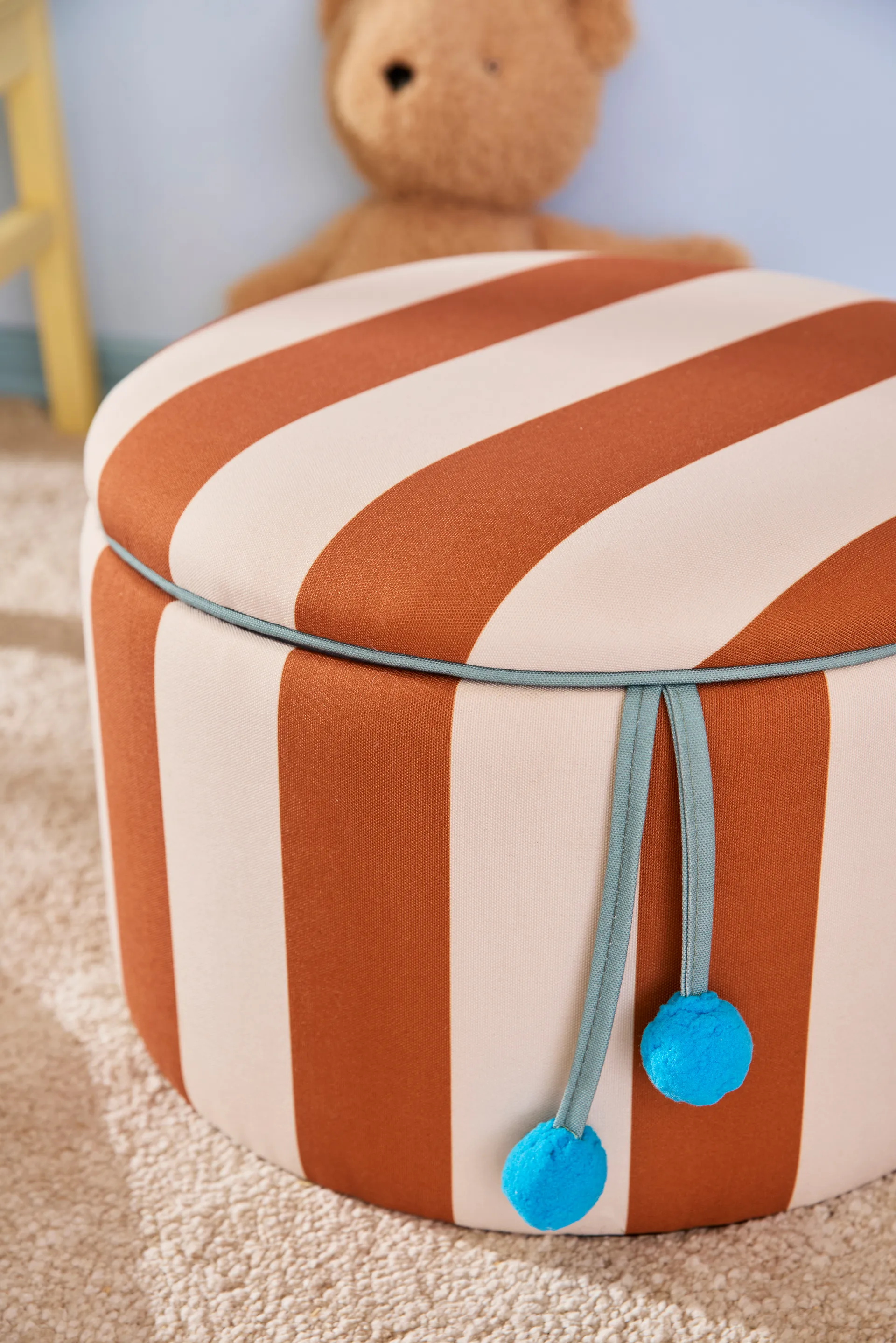 Storage cylinder pouf, Brown, Ø40x30.5 cm Kid's Concept