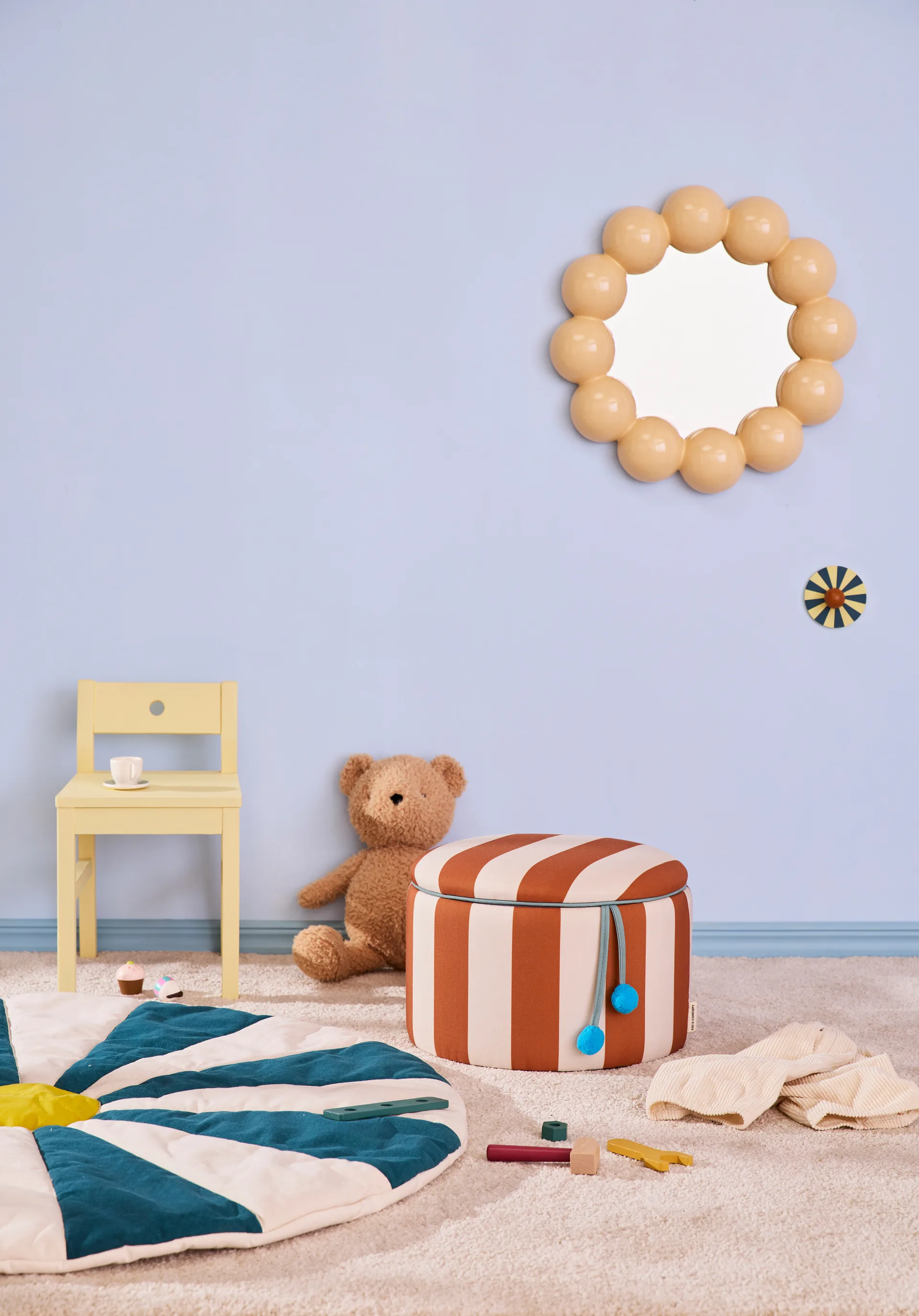 Storage cylinder pouf, Brown, Ø40x30.5 cm Kid's Concept