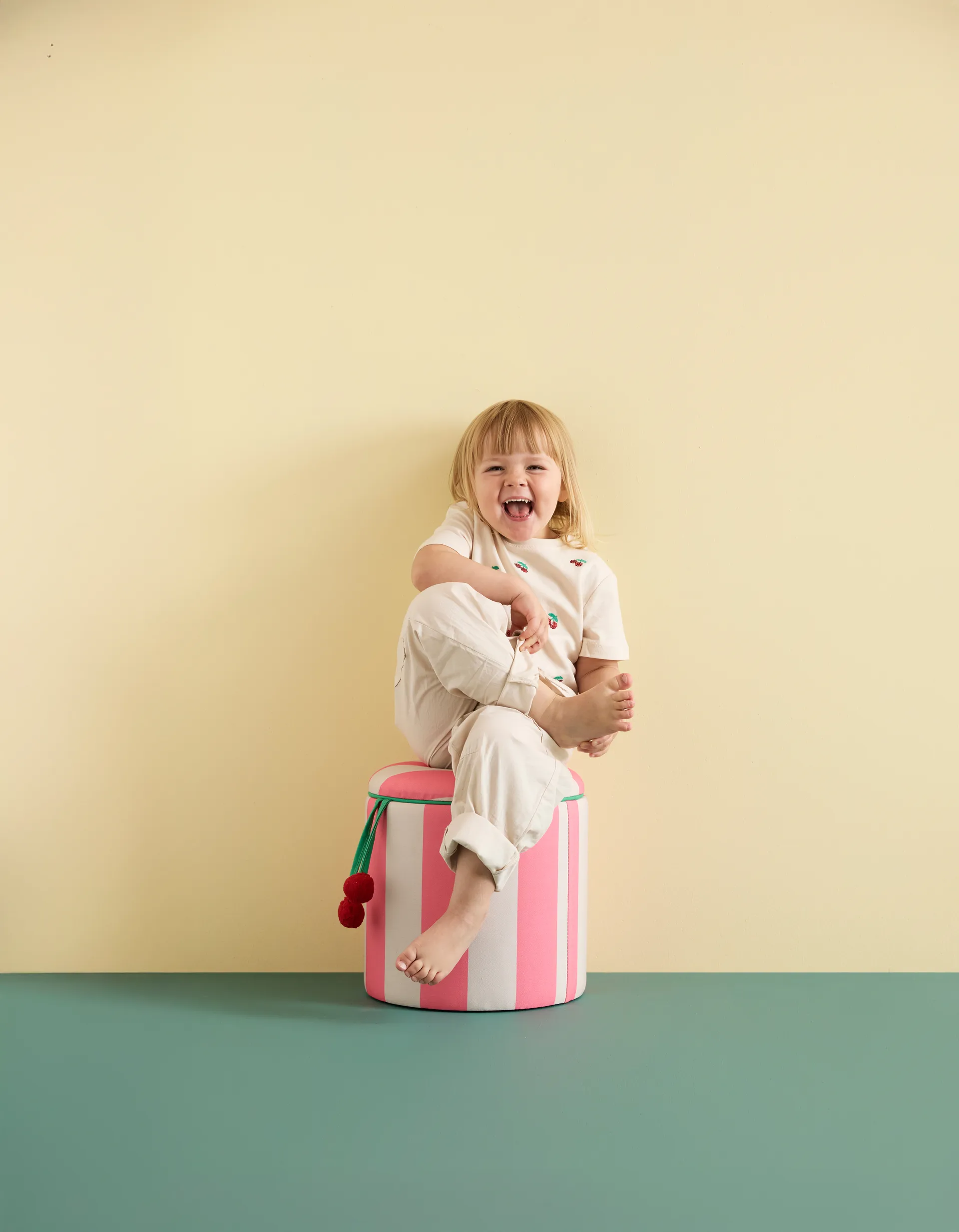 Storage cylinder pouf, Pink, Ø40x30.5 cm Kid's Concept