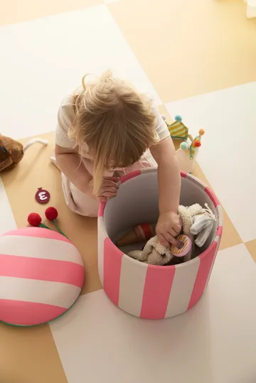 Storage cylinder pouf - Pink, Ø40x30.5 cm - Kid's Concept