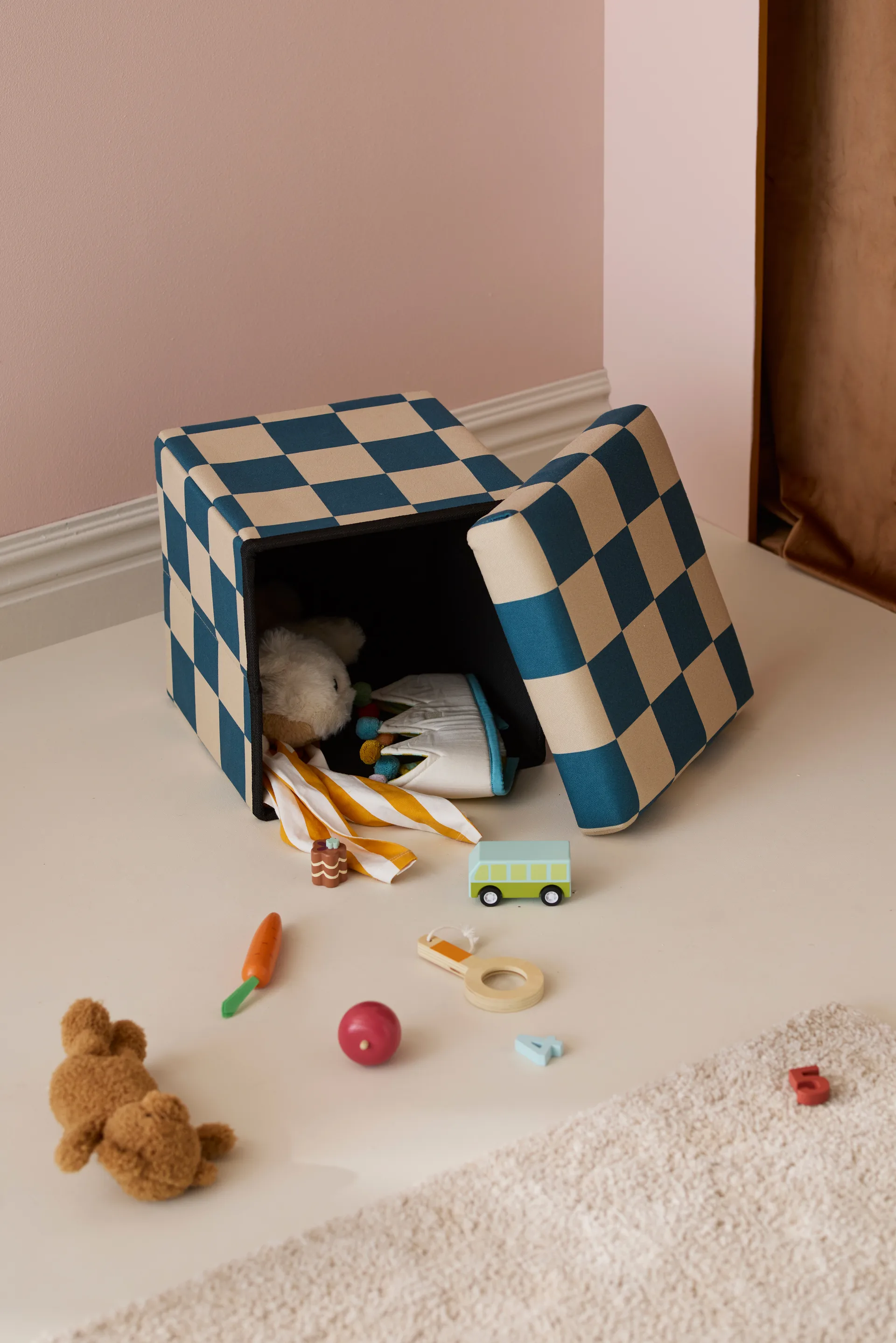 Storage ottoman cube, Blue-green, 30x30 cm Kid's Concept