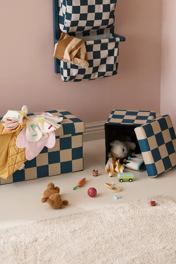 Storage ottoman cube - Teal, 80x30x30 cm - Kid's Concept