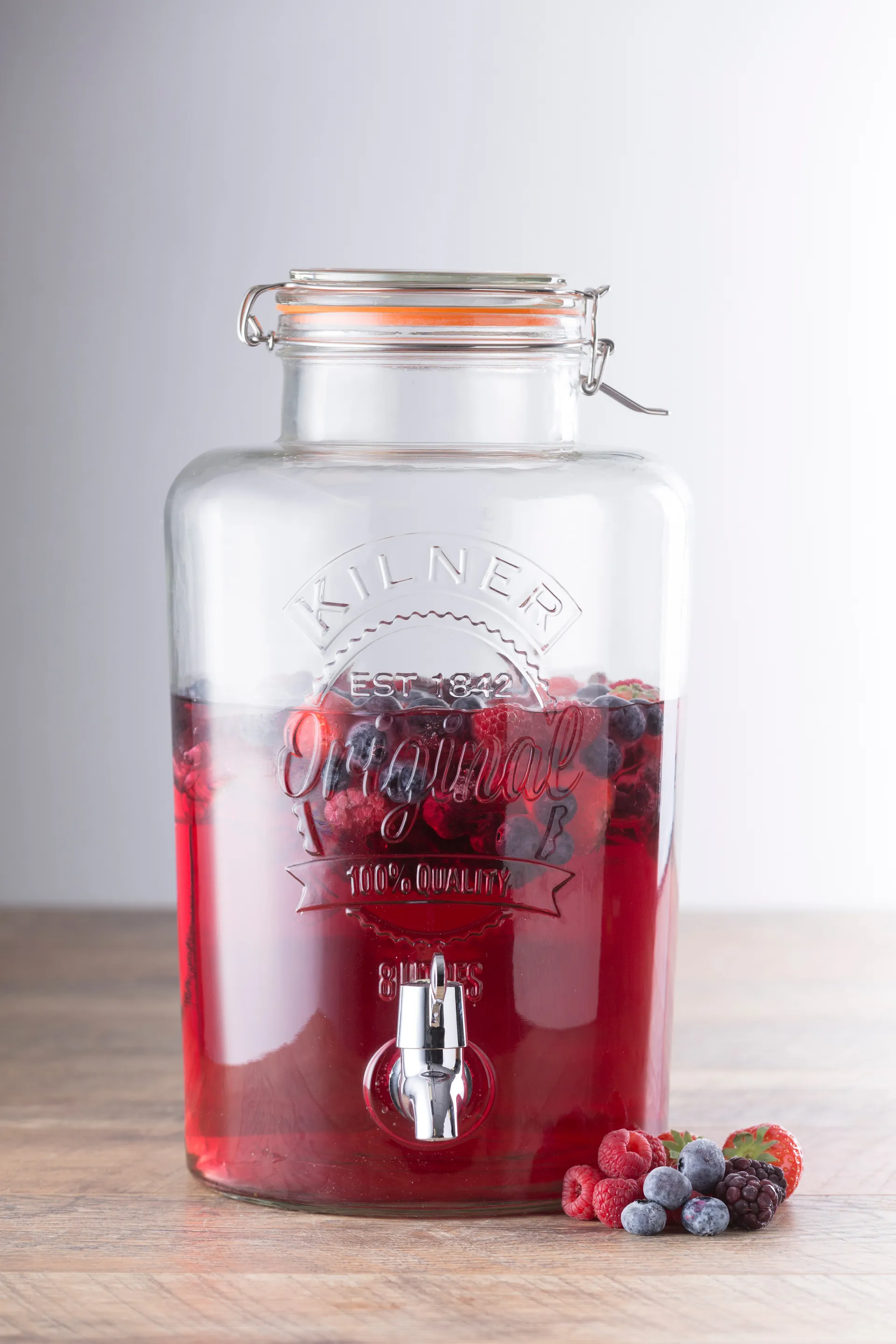 Kilner drinks dispenser with tap, Clear-stainless steel, 8 L Kilner