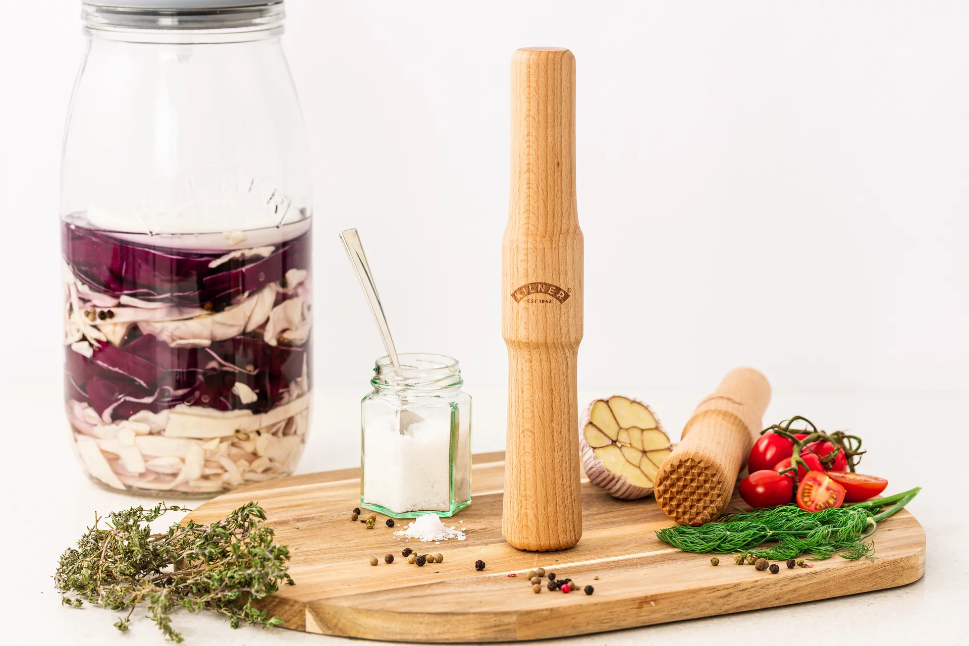 Kilner fermentation tamper, Light wood Kilner