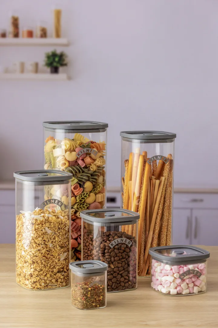 Kilner square clip top jar, Clear stainless steel, 3 L Kilner