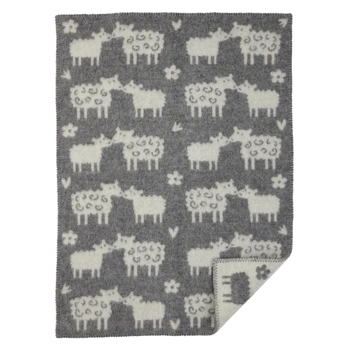 Bää childrens blanket wool - grey - Klippan Yllefabrik