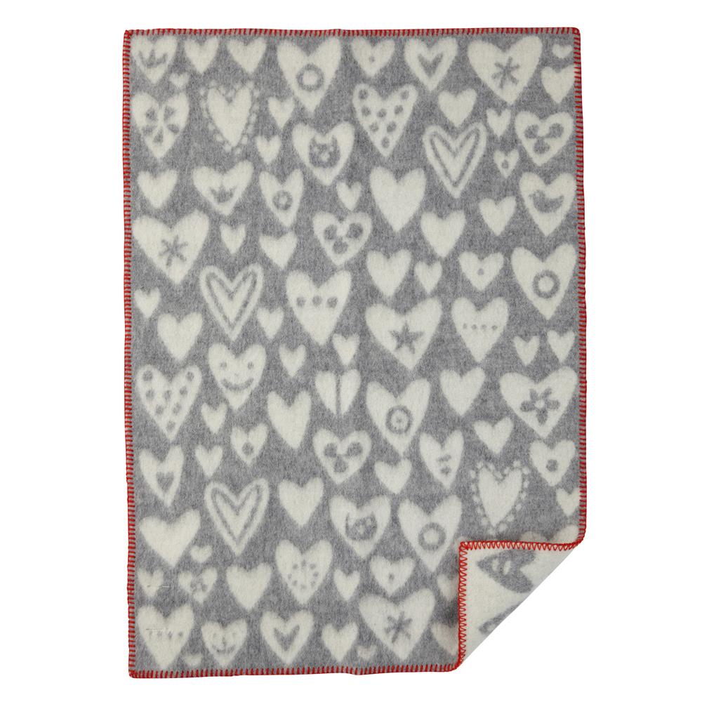 Klippan Yllefabrik Baby Heart wool blanket grey | Scandinavian Design | Wool blankets & throws | Grey