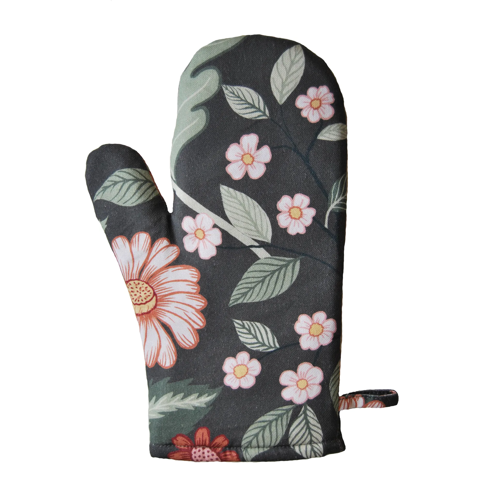 Bloom oven glove, asphalt Klippan Yllefabrik