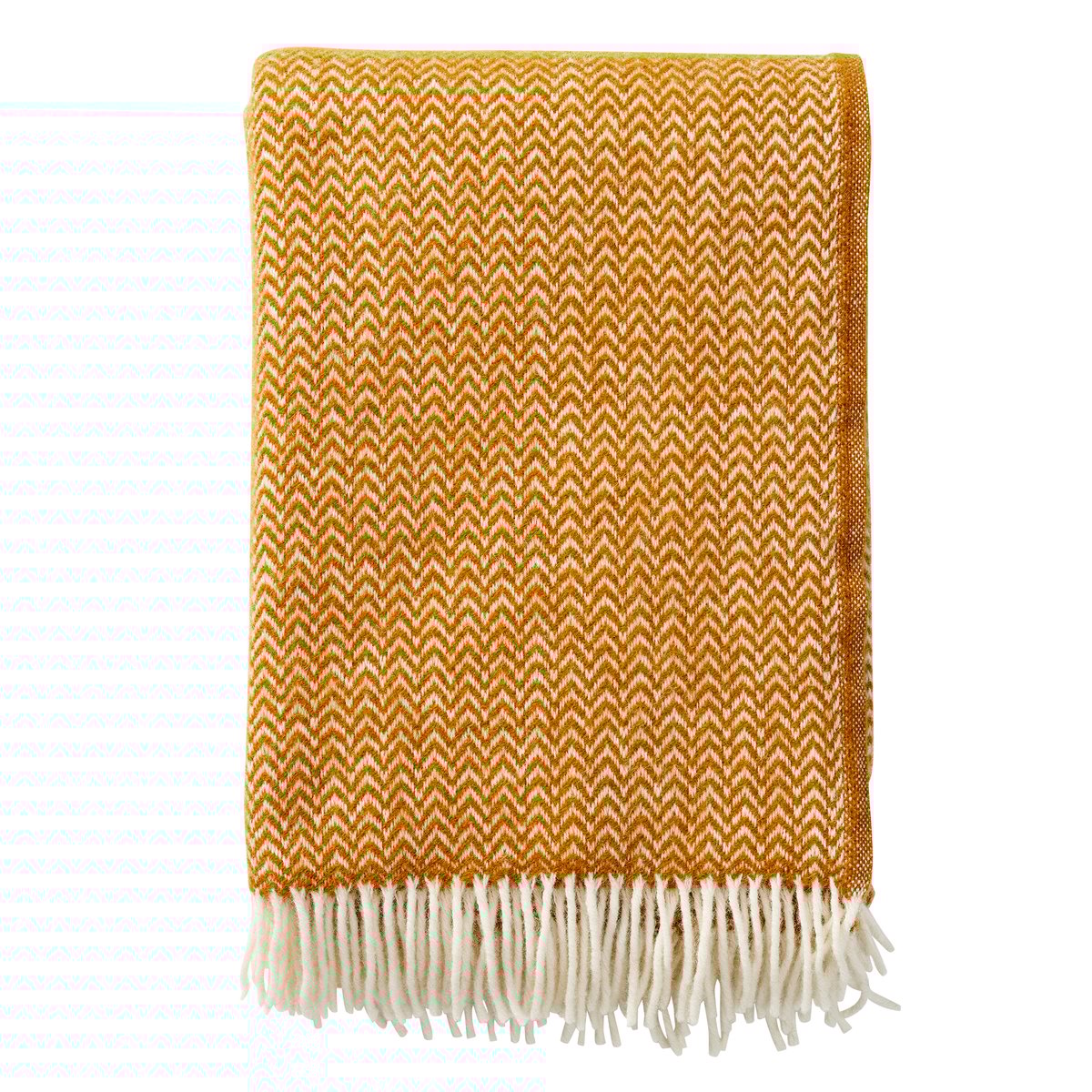 Klippan Yllefabrik Chevron wool throw caramel | Scandinavian Design | Wool blankets & throws | Yellow
