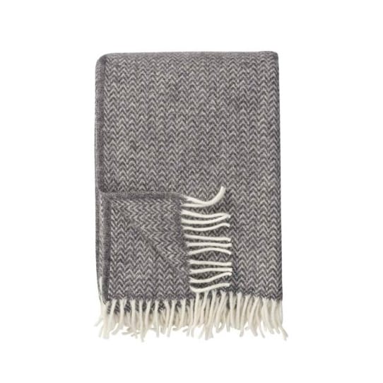 Chevron wool throw - grey - Klippan Yllefabrik