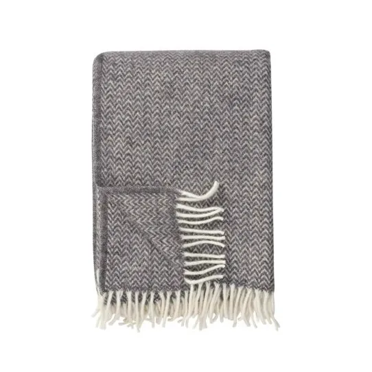 Klippan Yllefabrik Chevron wool throw grey