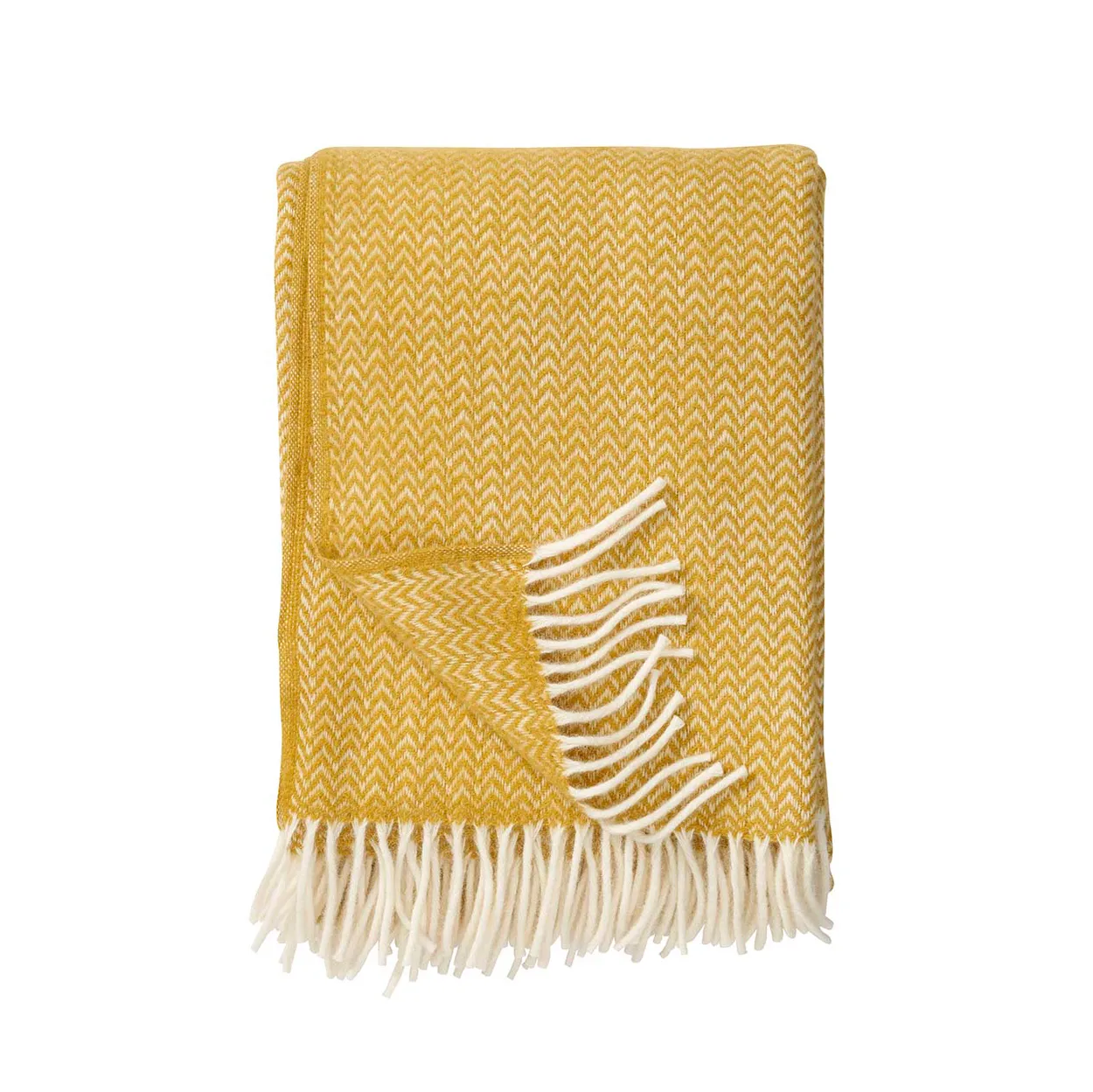 Klippan Yllefabrik Chevron wool throw Yellow | Scandinavian Design | Wool blankets & throws | Yellow