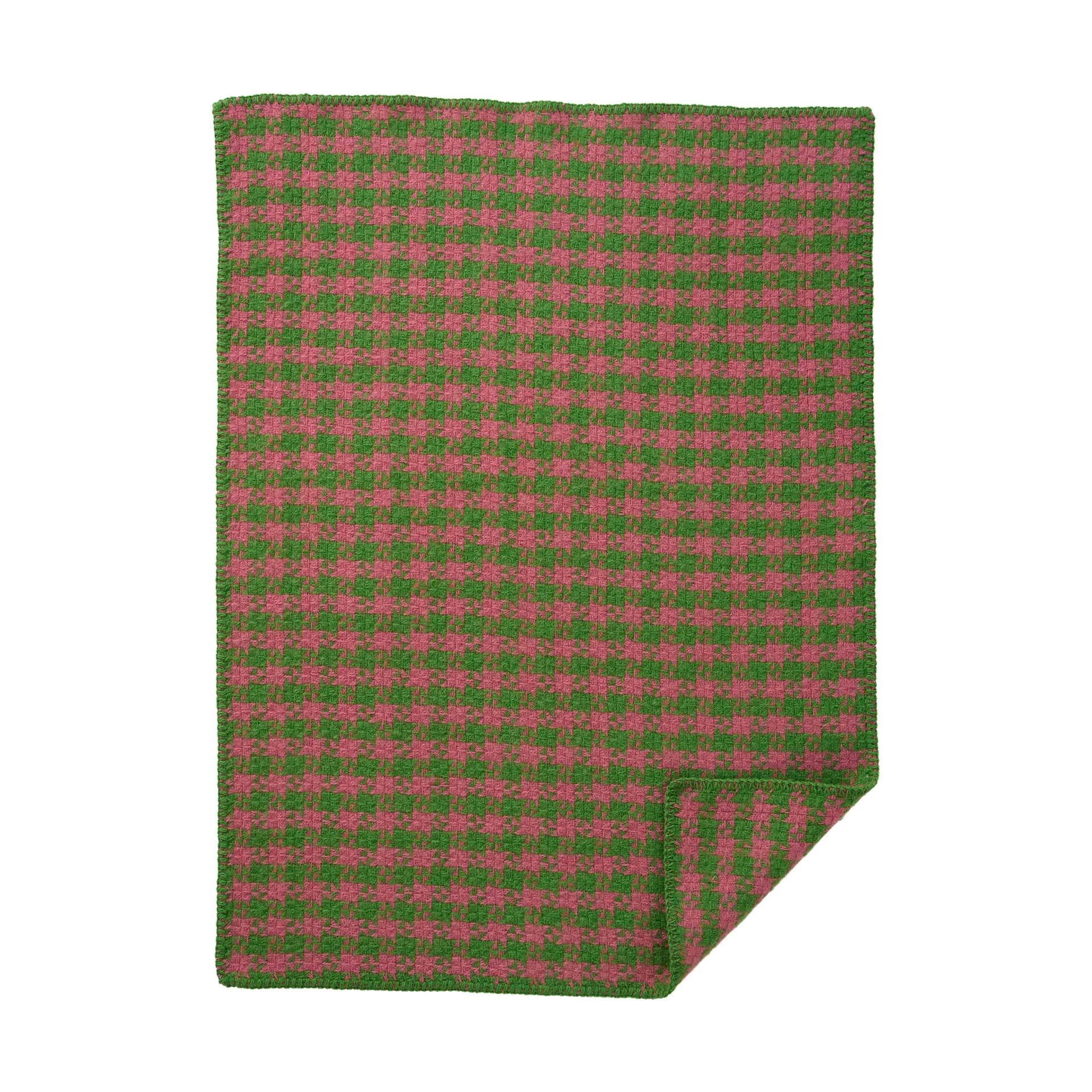 Dogtooth baby blanket 65x90 cm, Green-pink Klippan Yllefabrik