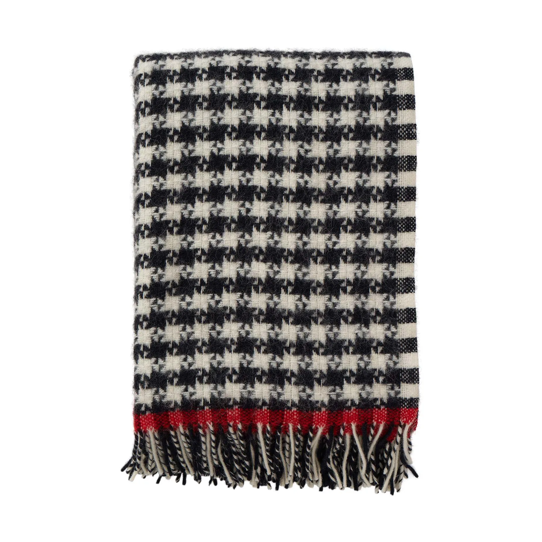 Dogtooth wool throw 130x200 cm, Black-red Klippan Yllefabrik