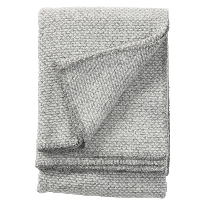 Domino wool blanket - Light grey, 130x180 cm - Klippan Yllefabrik