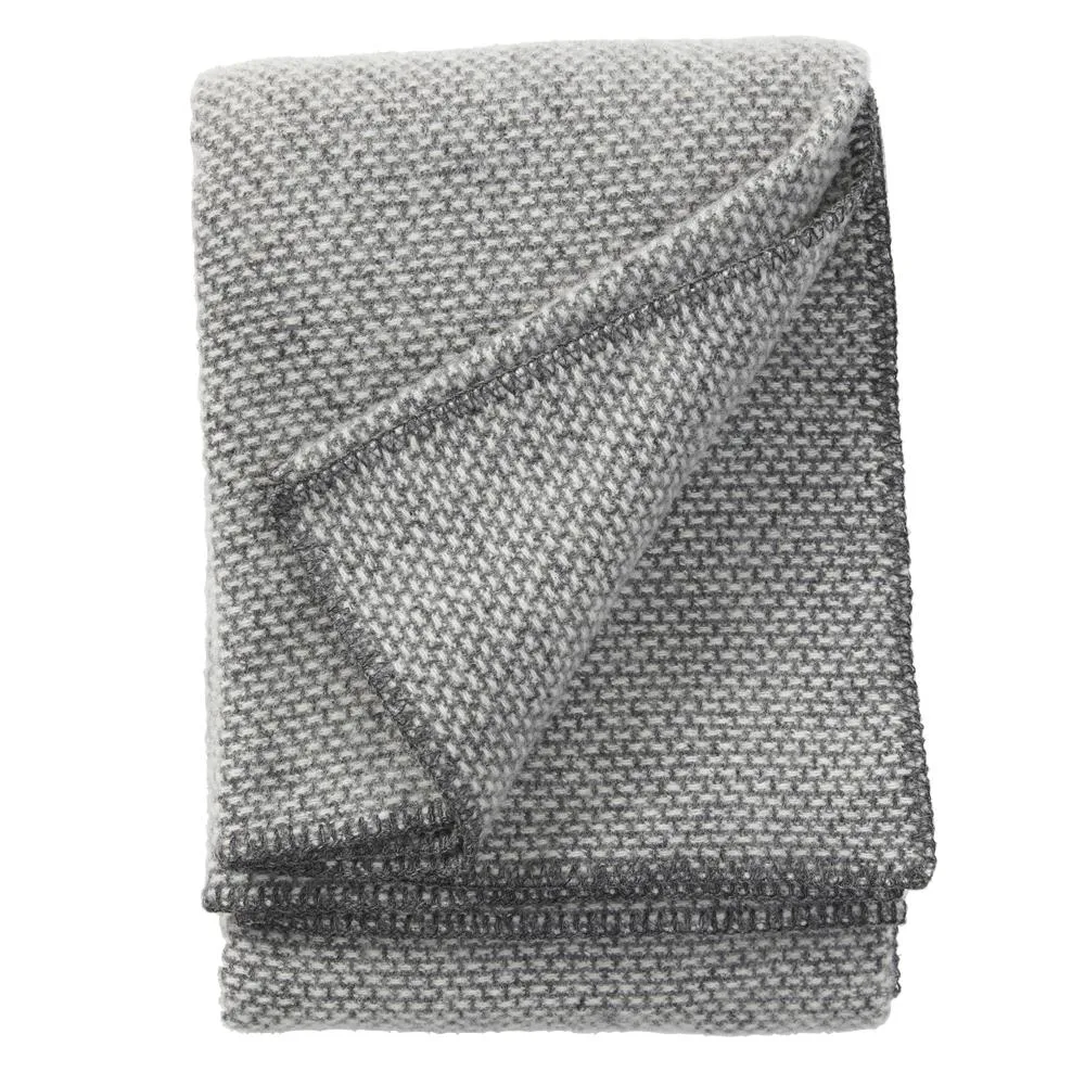 Domino wool throw, dark grey Klippan Yllefabrik