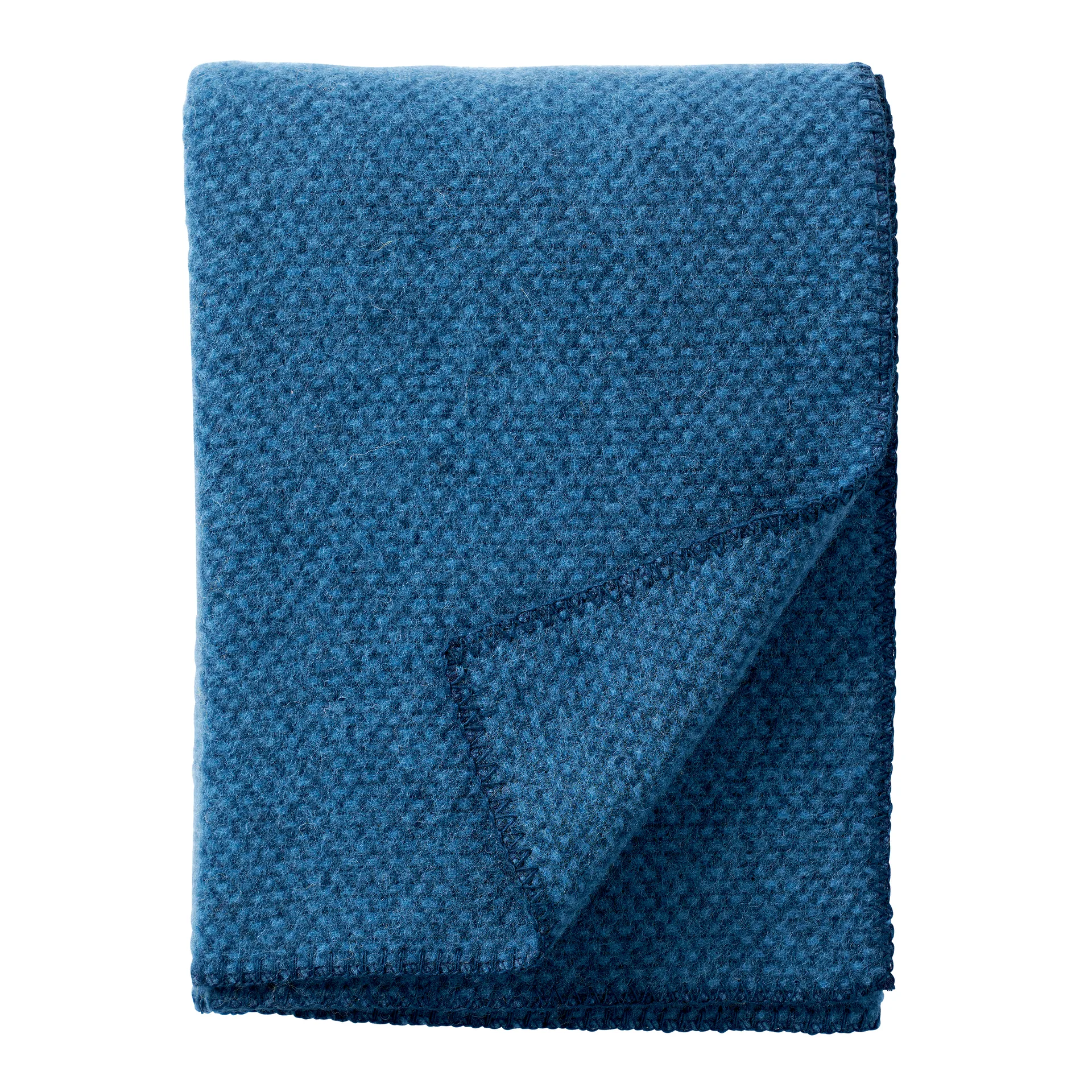 Domino wool throw, sea blue Klippan Yllefabrik