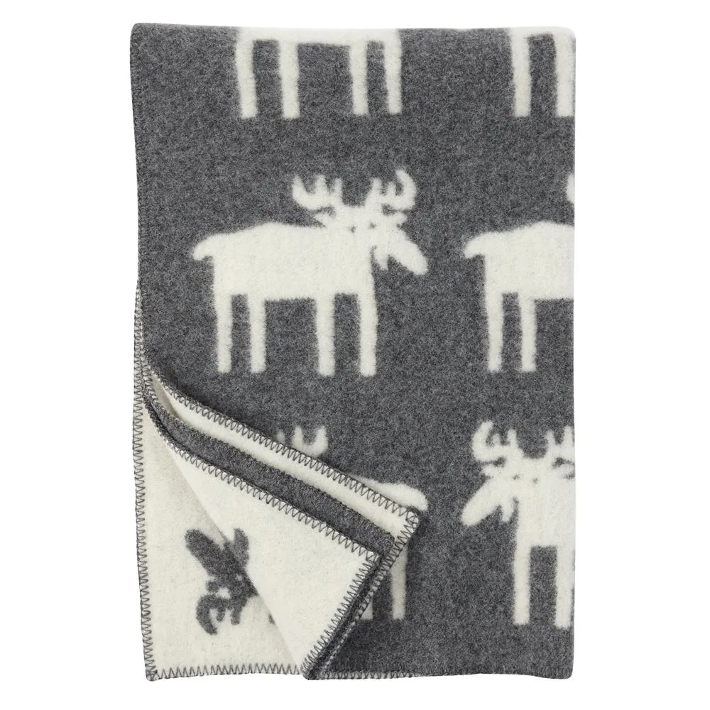 Klippan Yllefabrik Elk wool blanket grey 90x130 cm | Scandinavian Design | Wool blankets & throws | Grey