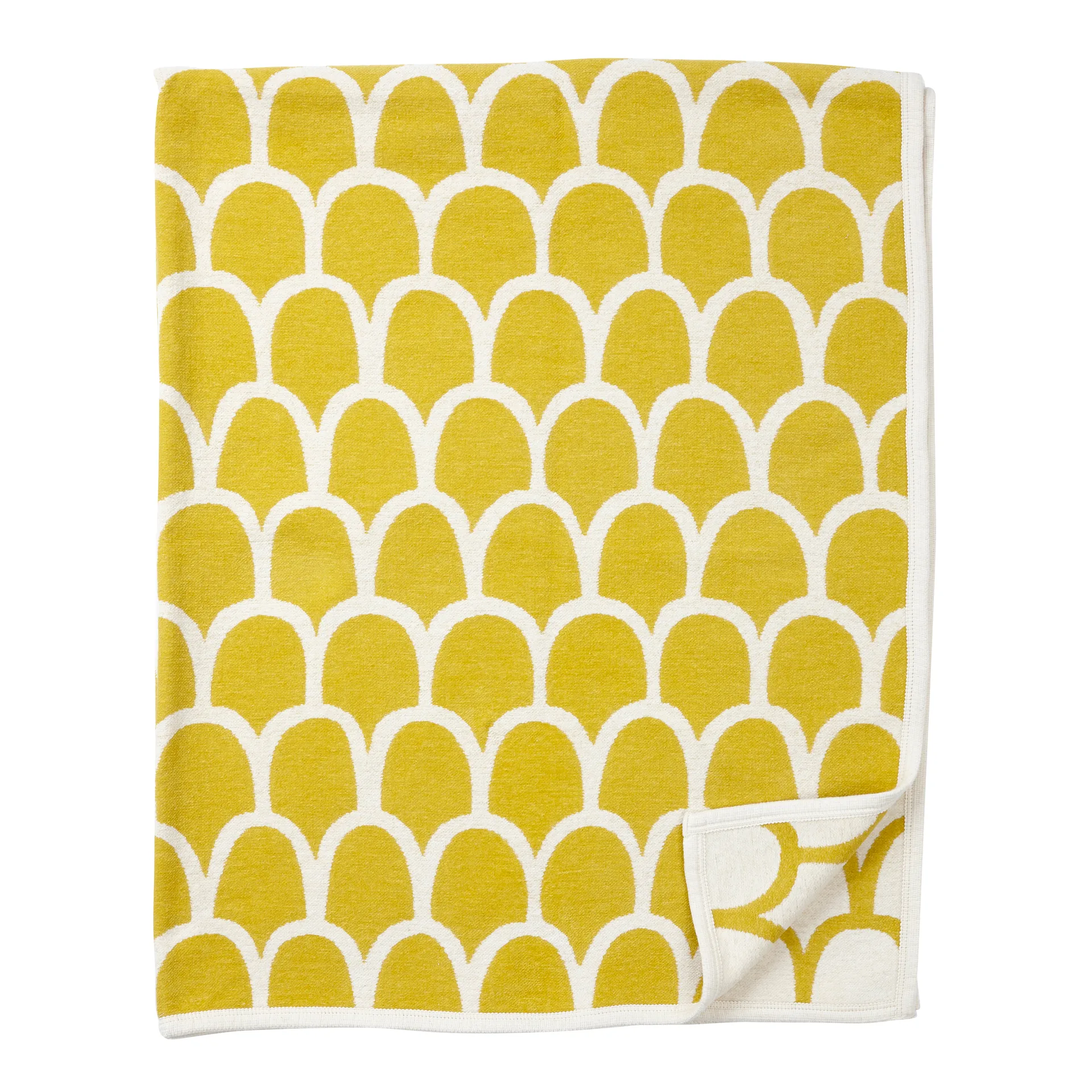 Feathers chenille blanket, yellow Klippan Yllefabrik