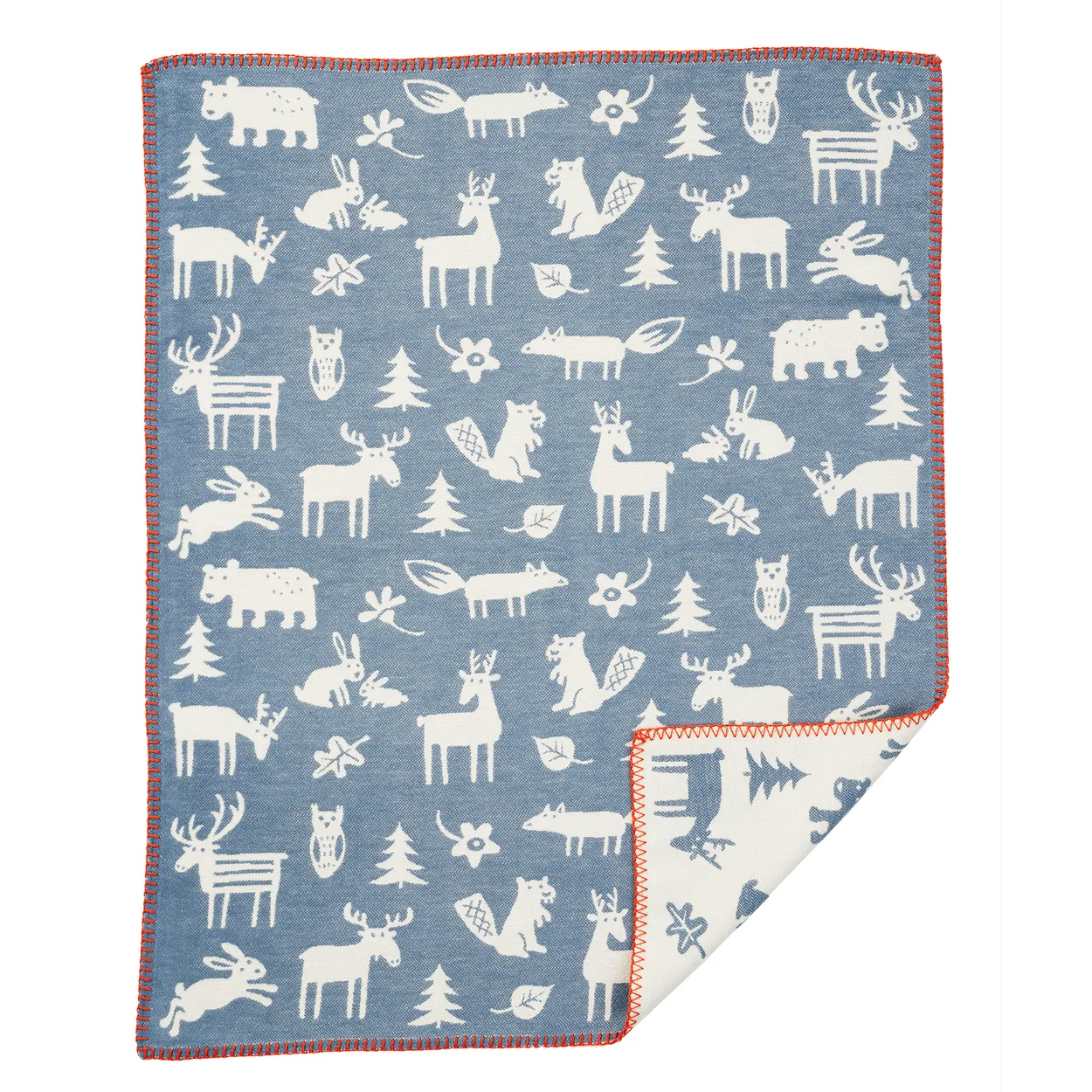 Klippan Yllefabrik Forest baby blanket cotton Blue | Scandinavian Design | Baby blankets | Blue